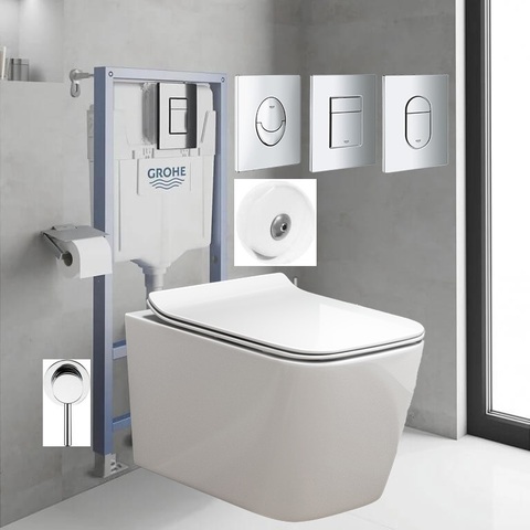 Казанче за вграждане Grohe с конзолна тоалетна с биде Rimfree